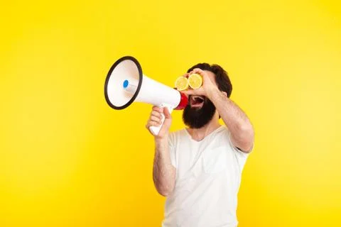 Man with megaphone Stock Photos