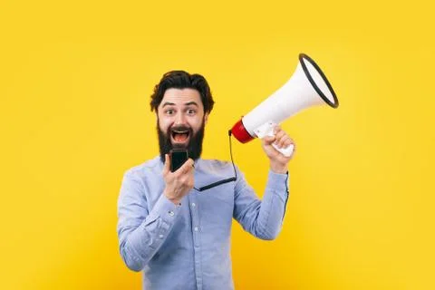 Man with megaphone Stock Photos