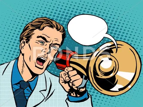 Man megaphone policy promotion Stock Illustration