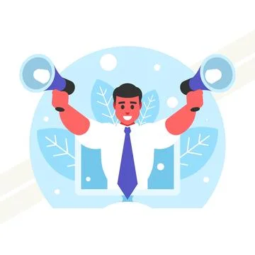 Man-with-megaphones Stock Illustration