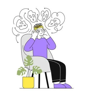 Man with mental disorder vector doodle Stock Illustration