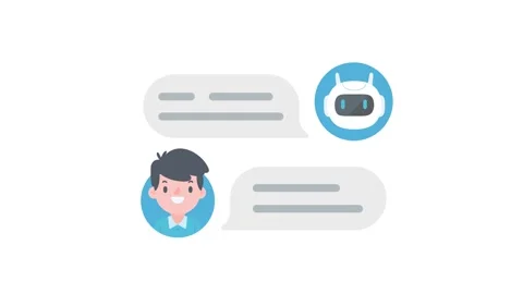 Man with message box talking to intelligent AI robot. Automatic chat respon.. 库存影片 258186988