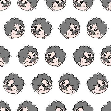 Man messy face seamless pattern textile print. repeat pattern background desi イラスト素材