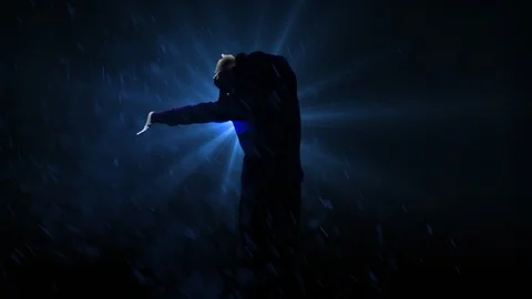 Man with Michael Jackson Mask is doing dance moves; halloween athmosphere Stock Footage 114931523