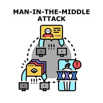 Man in the middle attack concept vector illustration Stock Illustration
