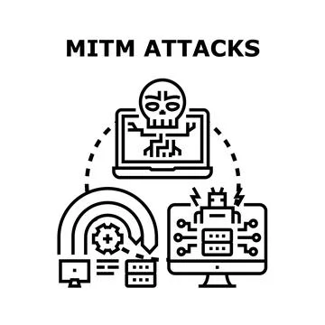 Man in the middle attack connecting to cyber security network Stock-Illustration