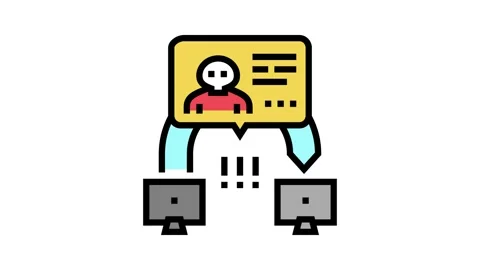 Man in middle attacks color icon animation Stock Footage 224011609