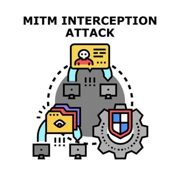 Man in the middle interception attack concept Stock Illustration