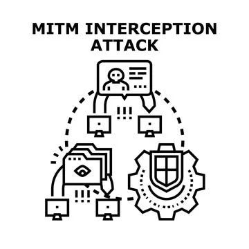 Man in the middle interception attack concept Stock Illustration