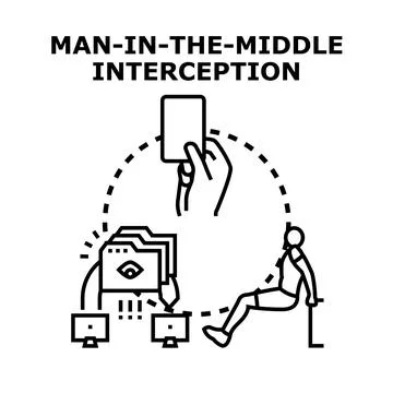 Man in the middle interception concept Illustrazione stock