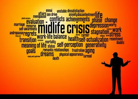 Man midlife crisis Stock Illustration