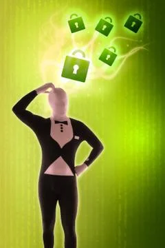 Man mime present security locks イラスト素材