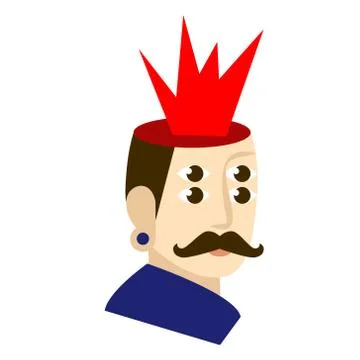 Man with mind blowing flat illustration on white 스톡 일러스트