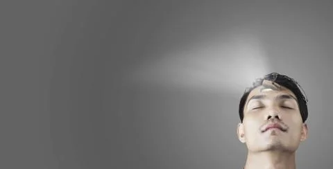 Man mind open and light coming out direct to copy spac Stock Photos