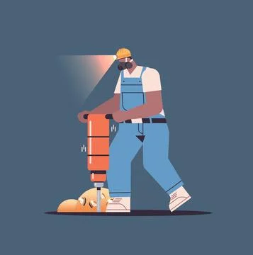 Man miner digging and extracting bitcoins in mine cave mining crypto coins Illustrazione stock