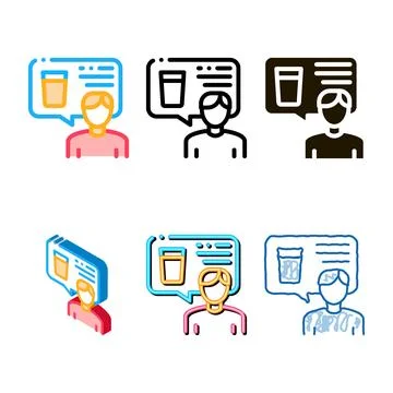 Man minimal talk beer icon vector outline Illustration