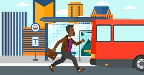 Man missing bus Illustrazione stock