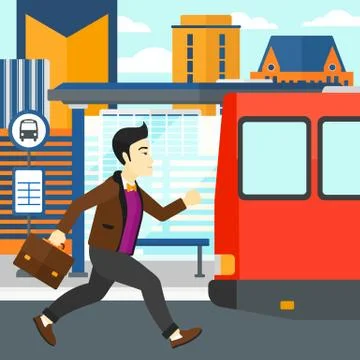 Man missing bus Illustrazione stock