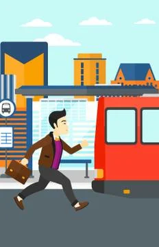 Man missing bus Illustrazione stock