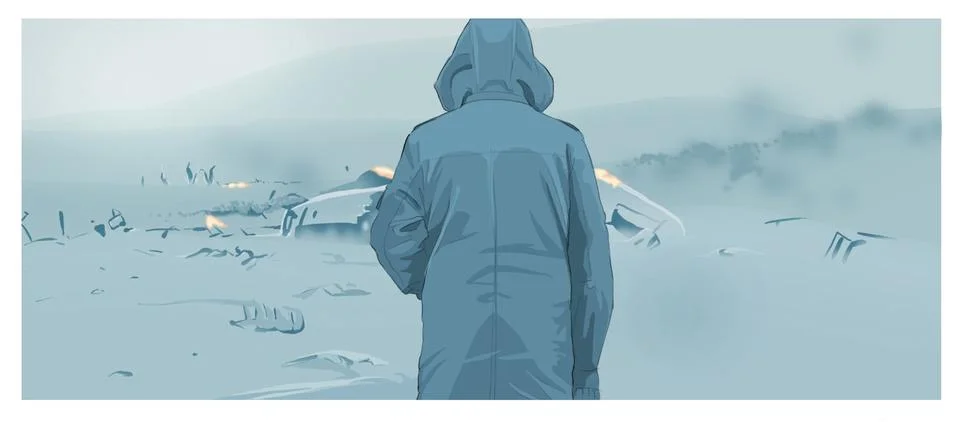 Man in the mist Stock Illustration