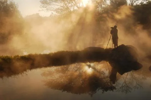 Man in mist Stock Photos