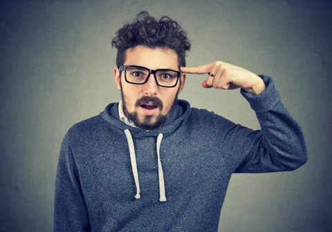 Man in misunderstanding overreacting Stock Photos