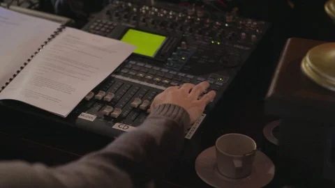 Man Mixing With A Sound Panel Stock Footage 126701065