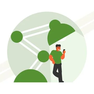 Man-with-mobile-phone Stock Illustration
