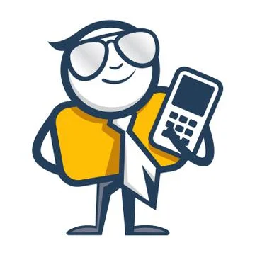 Man with mobile phone logo Stock Illustration