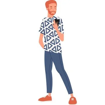 Man with mobile phone vector icon isolated on white Stock Illustration