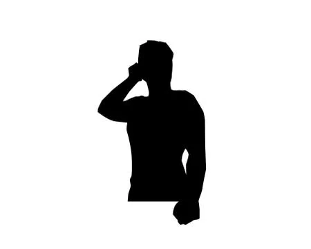 Man with mobile silhouette Stock Illustration