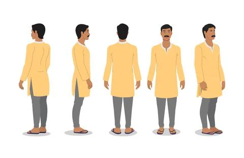 Man model sheet for animation | Model sheet of Indian man for an Stock Illustration