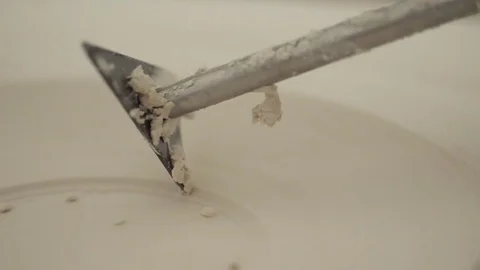Man modeling plaster cast pottery with ceramic tools slow motion Stock Footage 80021800