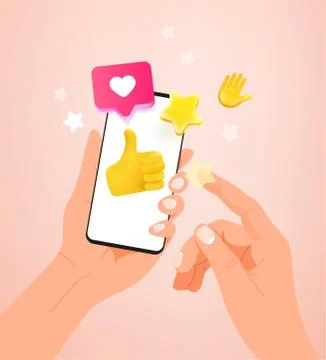Man with modern smartphone. Using social network mobile app Illustrazione stock