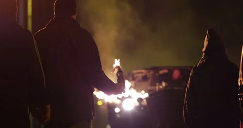 MAN WITH MOLOTOV Stock Footage 141533916