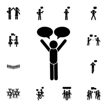 Man monologue flat vector icon in People talk pack Stock Illustration