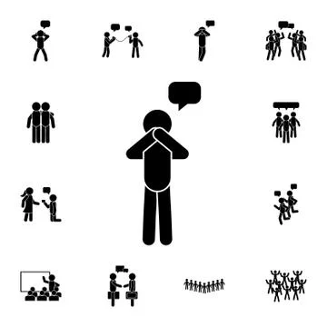 Man monologue flat vector icon in People talk pack Stock Illustration