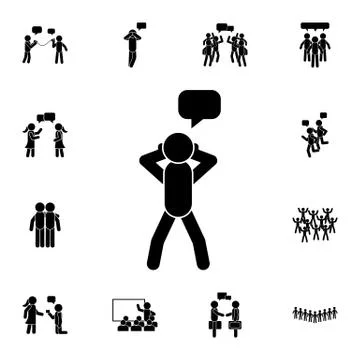 Man monologue flat vector icon in People talk pack Stock Illustration