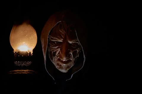 A man in a monster mask. Stock Photos