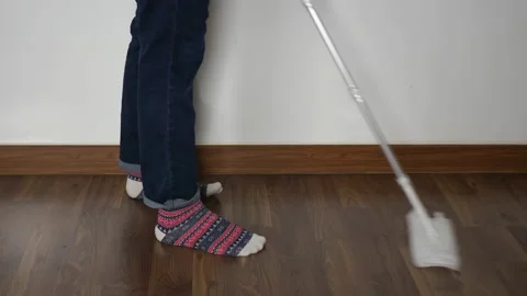 Man mopping floor close up Stock Footage 130708770