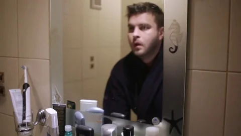 Man morning washes Stock Footage 83129227