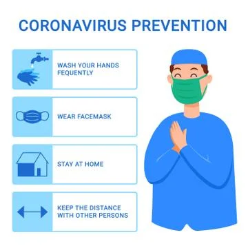 Man Moslem Give Tips Preventing From Spread Flu Virus Stock Illustration
