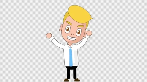 Man Motivated Animation Character Loop Alpha Stock Footage 218315844