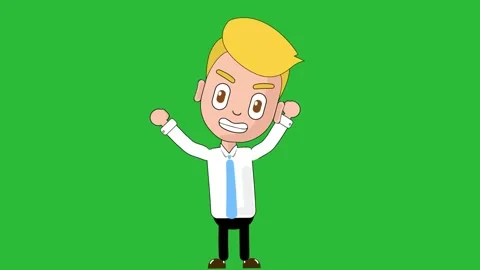 Man Motivated Animation Character Loop Alpha Stock Footage 218315848