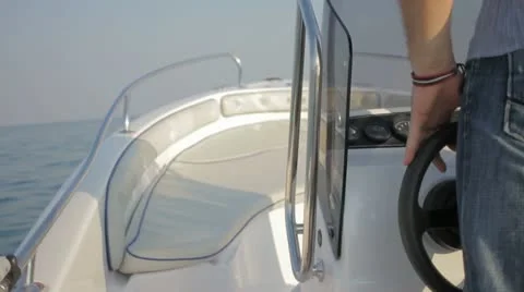 Man On Motor Boat Stock Footage 11629931