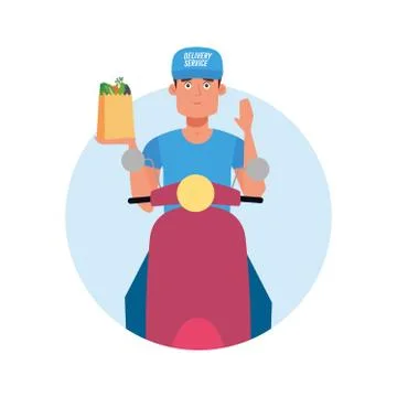 Man motorcycle delivery Stock Illustration