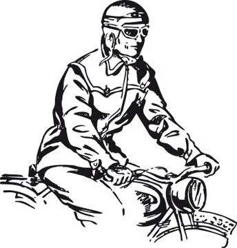 Man on a motorcycle, Retro Vector Illustration Stock Illustration