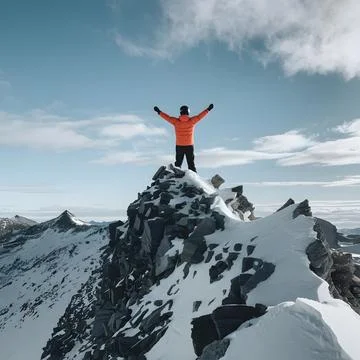 A man on a mount everest image Stock Photos