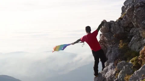 Man on the mountain Stock Footage 240915509