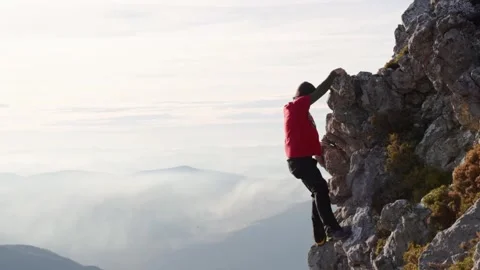 Man on the mountain Stock Footage 240915510